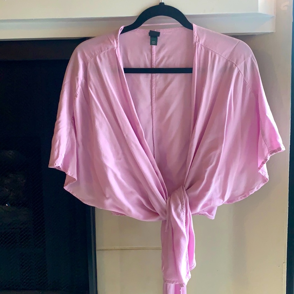 Pink Tie Crop Top Shirt